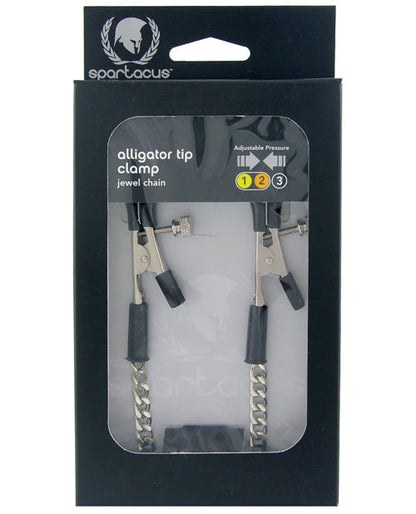 Spartacus Adjustable Alligator Nipple Clamps w/Silver Chain