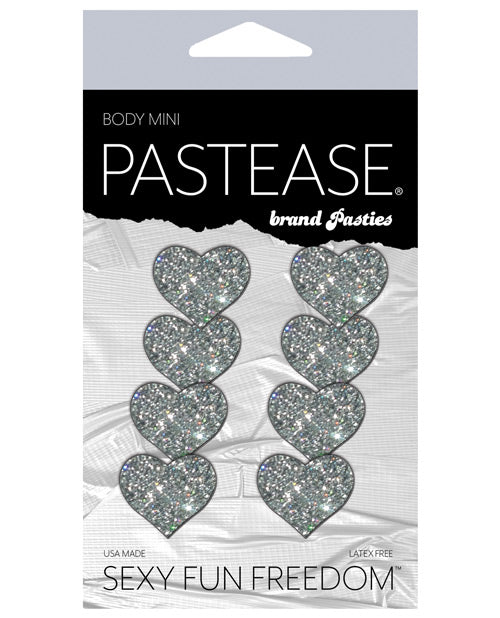 Pastease Premium Mini Glitter Hearts - Silver Pack of 8