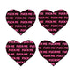 Pastease Petites Fuck Me Hearts - Black/Pink O/S