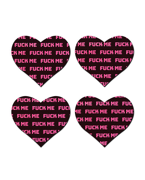 Pastease Petites Fuck Me Hearts - Black/Pink O/S