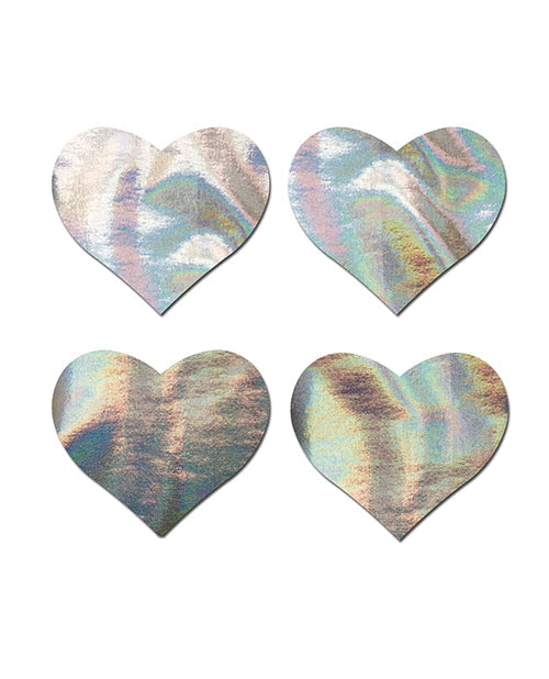 Pastease Premium Petites Holographic Heart - Silver O/S Pack of 2 Pair