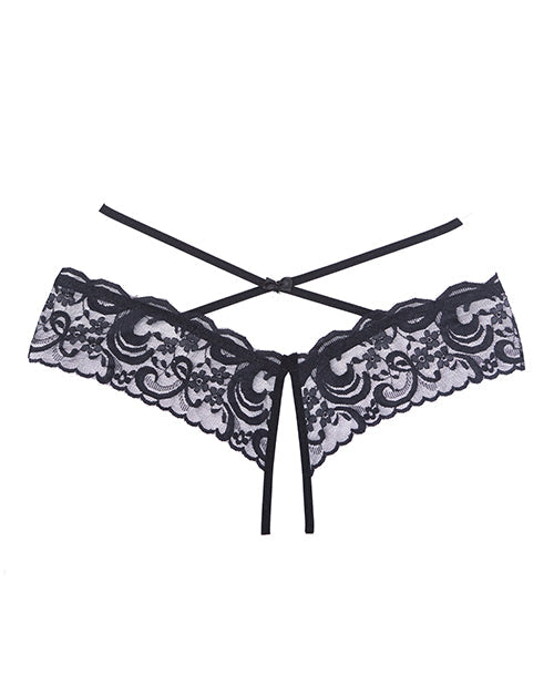 Adore Dare Me Cross Waist Open Lace Panty Black O/S