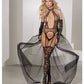 Private Dancer Gartered Teddy w/Thigh High Stockings & Detachable Train Black LG