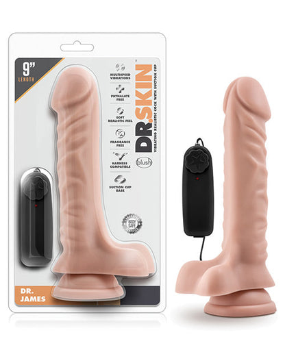 Blush Dr James Vibrating Dildo | 9" Big Dildo | Vanilla Suction Cup Dildo