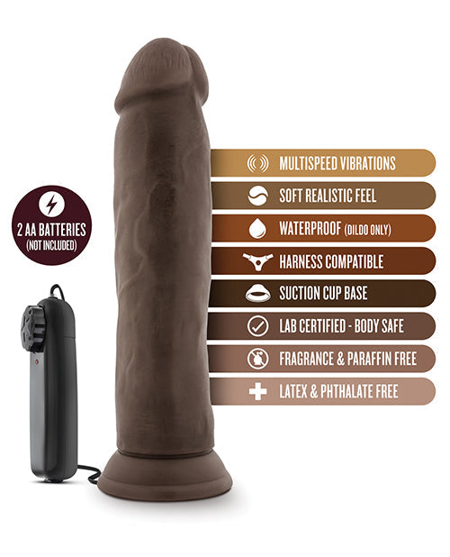 Blush Throb Vibrating Dildo | 9.5" Big Dildo | Chocolate Suction Cup Dildo