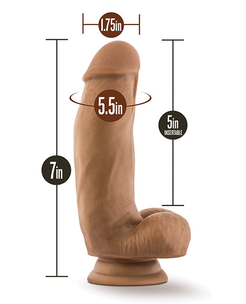 Blush Silicone Dildo | Large Dildo | 7" Big with Balls | Mocha Suction Cup Dildo | Best Dildo