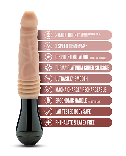 Blush Dr. Skin Silicone Dr. Knight Thrusting Gyrating Vibrating Dildo - Beige