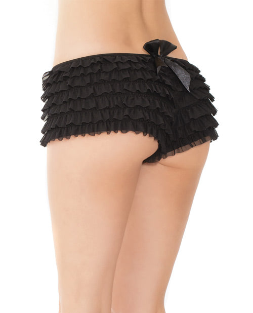 Ruffle Shorts w/Back Bow Detail Black O/S