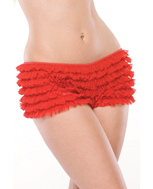 Ruffle Shorts w/Back Bow Detai Red O/S