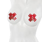 Reusable Studded Cross Pasties w/Gold Ring Detail Ruby/Gold O/S