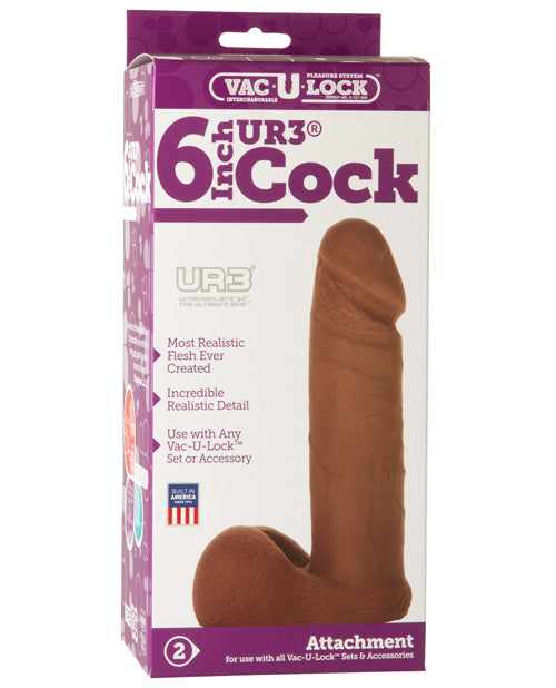 Vac-U-Lock 6" Ultraskyn Cock Attch. - Brown