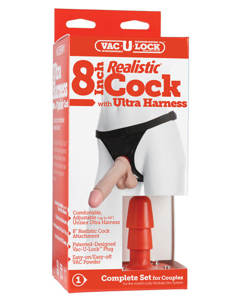 Ultra Harness 2 Set 3 w/8" Realistic Dong & Powder