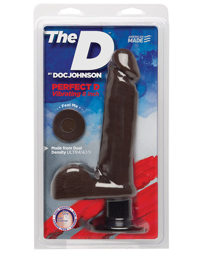 Doc Johnson D 8" Big Dildo | Perfect D Vibrating Dildo with Balls | Chocolate Suction Cup Dildo