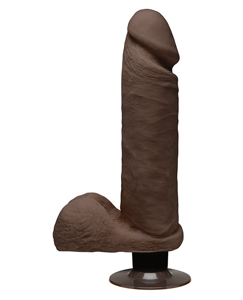 Doc Johnson D 8" Big Dildo | Perfect D Vibrating Dildo with Balls | Chocolate Suction Cup Dildo