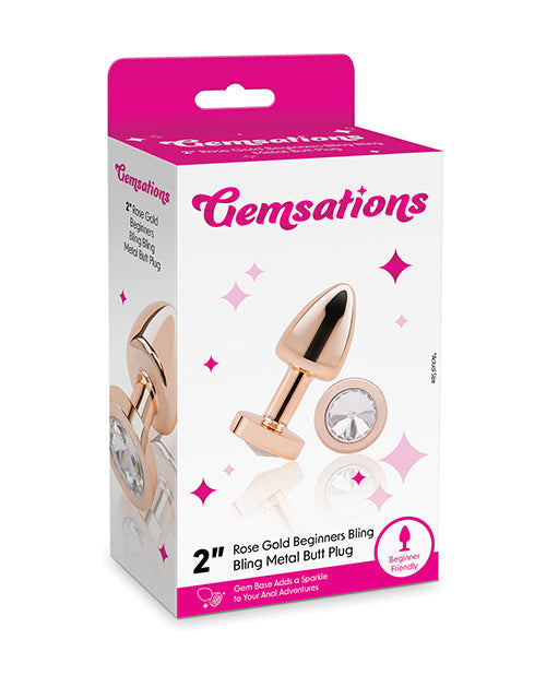 Gemsations 2" Beginners Bling Bling Metal Butt Plug - Rose Gold