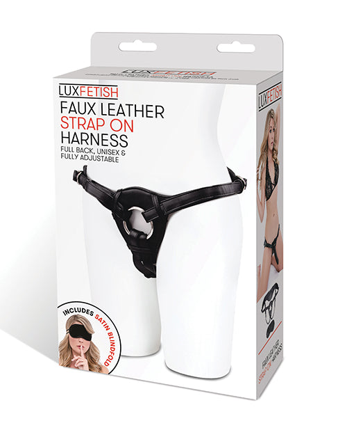 Lux Fetish Patent Leather Strap On Harness - Black