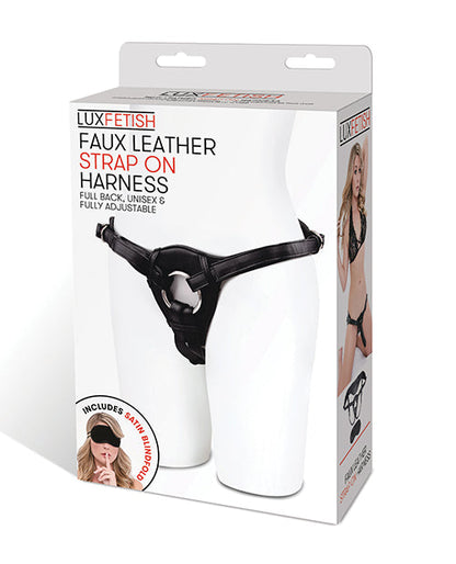 Lux Fetish Patent Leather Strap On Harness - Black