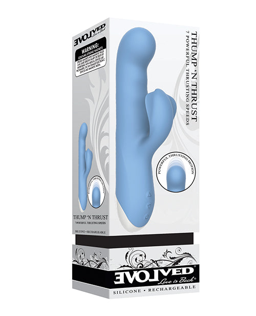 Evolved Thump Thrusting Vibrator | Rechargeable Dual Stim Blue G Spot Vibrator | Best Vibrator for Women