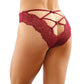 Bottoms Up Ivy Eyelash Lace Panty w/Criss Cross Back & Bow Trims Garnet L/XL