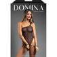 Domina One-Shoulder Sheer Mesh Teddy w/Rope Cuffs - Black L/XL