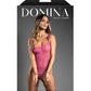 Domina One-Shoulder Sheer Mesh Teddy w/Rope Cuffs - Pink L/XL