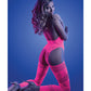 Glow Captivating Halter Bodystocking & G-String Neon Pink O/S