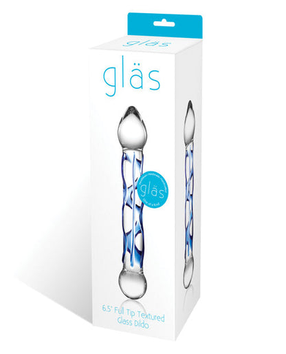 Glas 6.5" Big Dildo | Tip Textured Glass Dildo | Clear Blue Realistic Dildo | Hot Cold Large Dildo