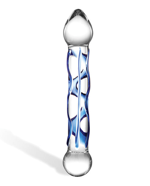 Glas 6.5" Big Dildo | Tip Textured Glass Dildo | Clear Blue Realistic Dildo | Hot Cold Large Dildo