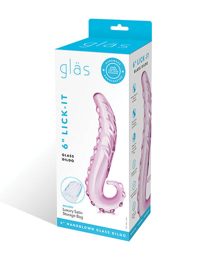 Glas 6" Big Dildo | Lick-it Glass Dildo | Curved Pink Dildo | Ridged Realistic Dildo