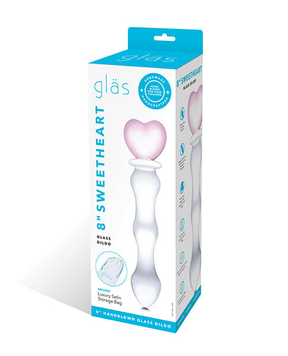 Glas 8" Big Dildo | Sweetheart Glass Dildo | Clear Pink Dildo | Heart Realistic Dildo | Large Dildo