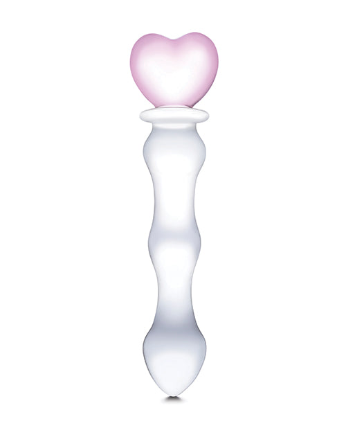 Glas 8" Big Dildo | Sweetheart Glass Dildo | Clear Pink Dildo | Heart Realistic Dildo | Large Dildo