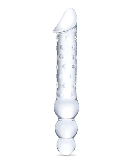 Glas 12" Big Dildo | Double Dildo | 2-Ended Glass Dildo with Anal Beads | Clear Giant Dildo