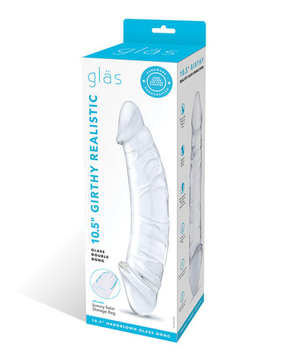 Glas 10.5" Big Dildo | Girthy Realistic Dildo | Curved Glass Dildo | Clear Double Dildo