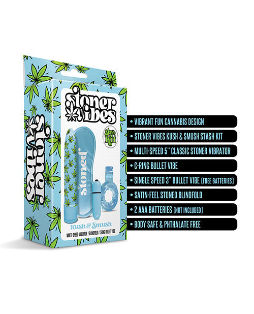 Stoner Vibes Bullet Vibrator | Kush & Smush Stash Kit | Blue Cock Ring and Small Vibrator | Best Vibrator for Sale