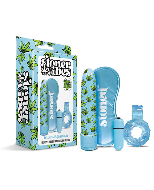 Stoner Vibes Bullet Vibrator | Kush & Smush Stash Kit | Blue Cock Ring and Small Vibrator | Best Vibrator for Sale