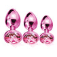 Nixie Metal Butt Plug Trainer Set w/Inlaid Jewel - Pink Metallic