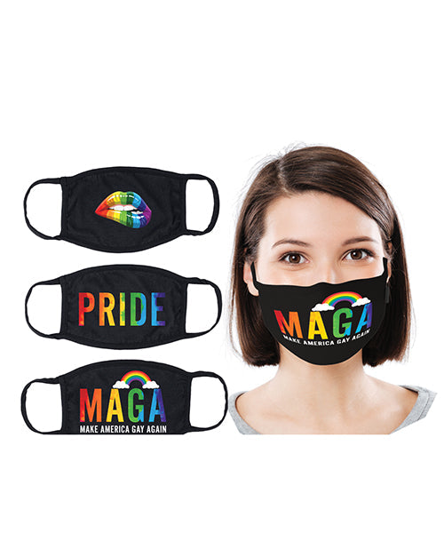 Hott Products Mask-erade Masks - Pride/Gay Again/ Rainbow Kiss Pack of 3