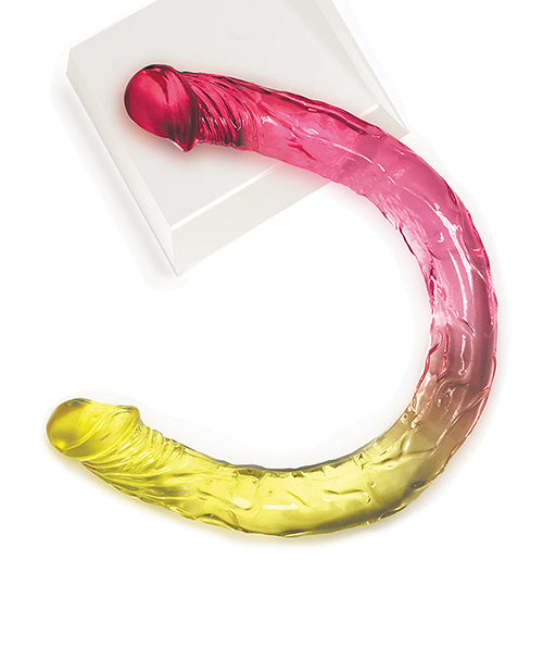 Shades Giant Dildo | Jelly TPR Realistic Dildo | Gradient Double Dildo | Yellow Pink Dildo