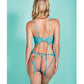 Riley Eyelash Lace Teddy w/Side Cutouts Teal XL