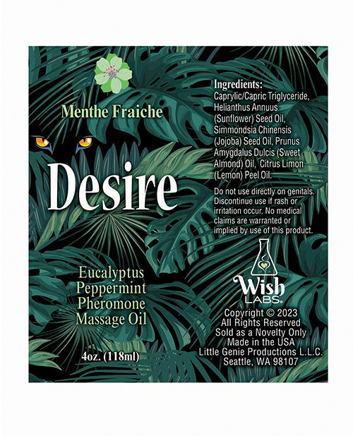 Desire Pheromone Massage Oil - 4 oz Eucalyptus/Peppermint