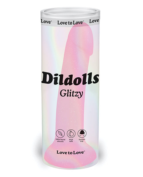 Love to Love Anal Dildo | Curved Suction Cup Dildo | Dildolls Glitzy Glitter Pink Dildo