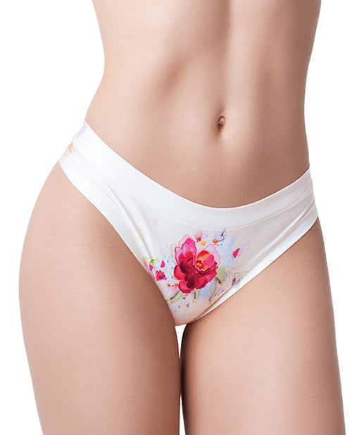 Mememe Flower Power Rose Printed Thong