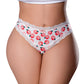 Sweet Treats Crotchless Thong w/Wicked Sensual Care Peach Lube - White QN