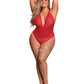 Risque Business Lace & Mesh Teddy w/Snap Crotch Red QN