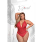 Risque Business Lace & Mesh Teddy w/Snap Crotch Red QN