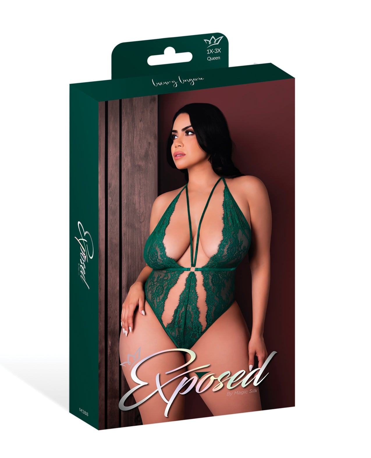 Evermore Lace Plunge Teddy - Emerald QN