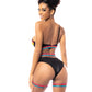 Pride One Shoulder Top, Garter Belt & Panty Black Prints L/XL