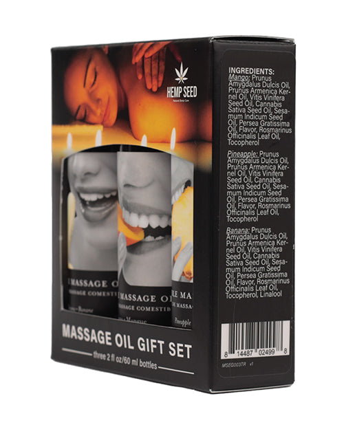 Earthly Body Edible Massage Oil Gift Set - 2 oz Banana, Mango & Pineapple