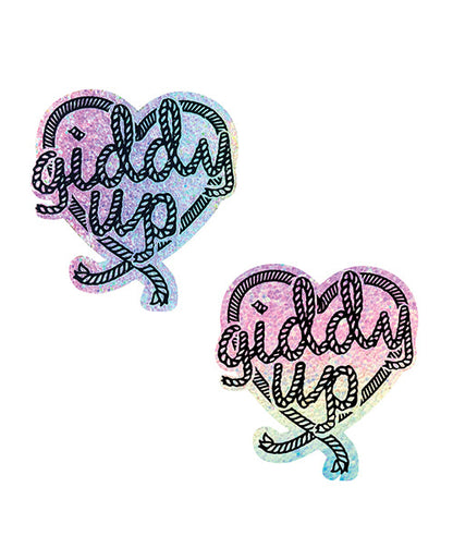 Neva Nude Giddy Up Heart Reflective Pasties - Rainbow O/S