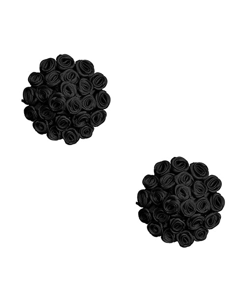 Neva Nude Burlesque Nightfall Roses Reusable Silicone Pasties - Black O/S